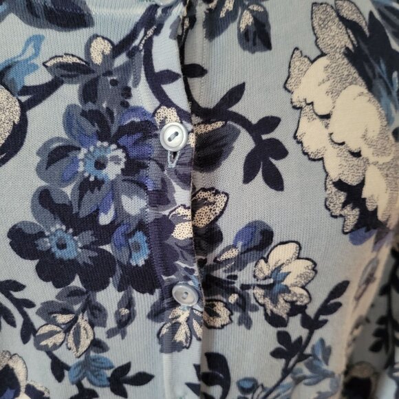 Talbots Womens Blue Floral Button Front Cardigan Sweater Size S - Picture 3 of 6